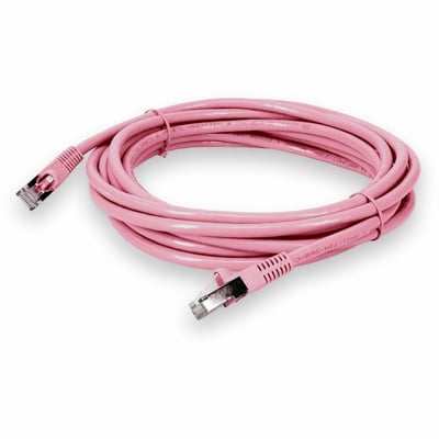 AddOn 45ft Pink CAT 6 Shielded PVC Ethernet Cable Snagless Easy Clear Boot RJ-45 M/M