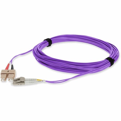 AddOn 5m SC to LC Violet OM3 Duplex OFNR (Riser-Rated) TAA Fiber Patch Cable