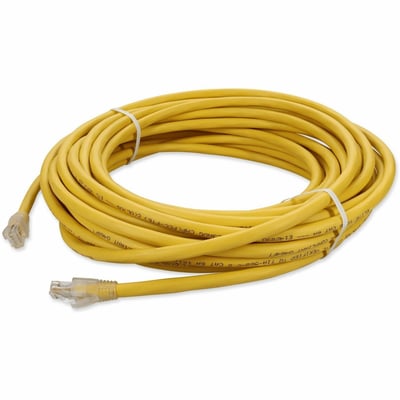 AddOn 36ft Yellow CAT 6A Plenum-Rated Ethernet Cable Snagless Bubble Boot RJ-45 M/M