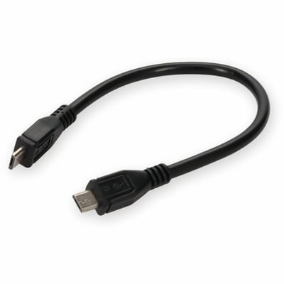 AddOn 8in Micro-USB B 2.0 Male to USB A 2.0 Male Black Cable