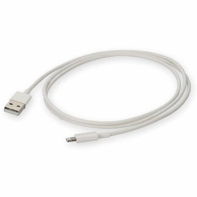 AddOn 1m USB A 2.0 Male to Lightning Male White Slim Cable