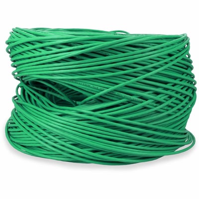 AddOn 1000ft Non-Terminated Green CAT 5E PVC Bulk Cable