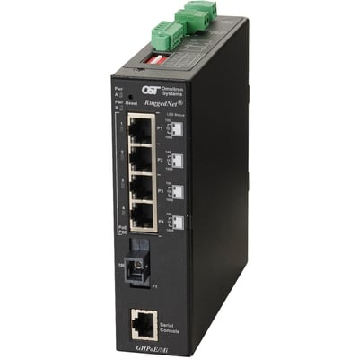 Omnitron Systems RuggedNet Managed Industrial Gigabit High Power 60W PoE, SM SC SF, RJ-45, Ethernet Fiber Switch