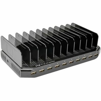Tripp Lite by Eaton 10-Port USB Charging Station with Adjustable Storage 12V 8A (96W) USB Charger Output Schuko Power Cord