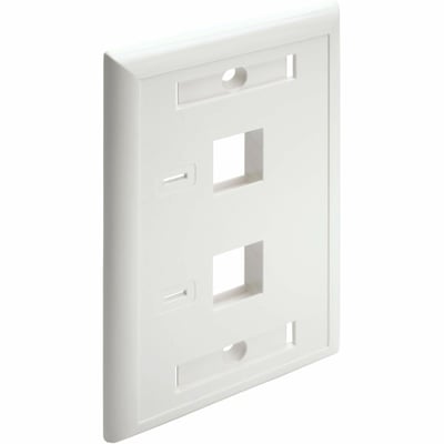 2PORT RJ45 KEYSTONE WALL PLATE DUAL OUTLET UNIVERSAL WHITE TAA