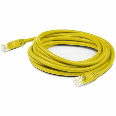 AddOn 8in Yellow CAT 5E PVC Ethernet Cable Snagless Bubble Boot RJ-45 M/M