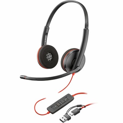 POLY BW C3220 STEREO USB-C +USB-C/A ADAPTER BLACK HEADSET TAA