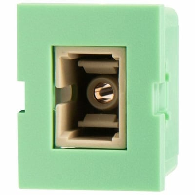 Ortronics TracJack Module, 1-SC Simplex Multimode, Beige Adapter, Light Green Housing
