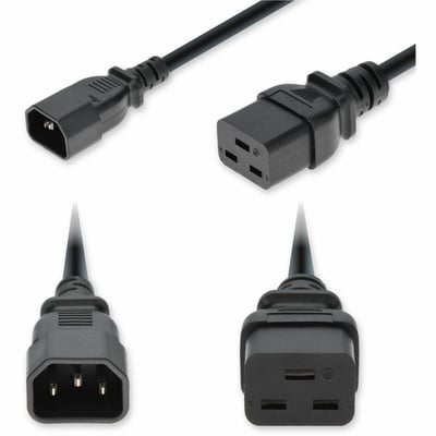 AddOn 6ft C14 Male to C19 Female Industrial Grade 14 AWG 250V at 15A PVC SJT (Service Junior Thermoplastic) Black Power Cable