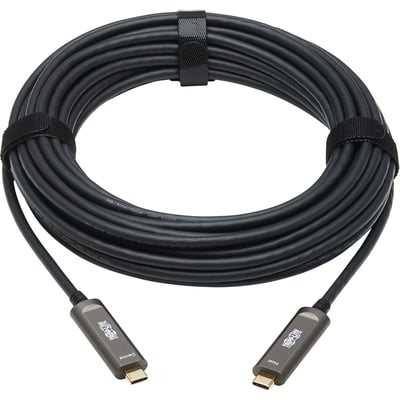 Tripp Lite by Eaton USB-C AOC Cable (M/M) - USB 3.2 Gen 2 (10 Gbps) Plenum-Rated Fiber Active Optical Cable - Data Only Backward Compatible Black 10 m (33 ft.)