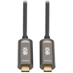 Tripp Lite by Eaton USB-C to USB-C Plenum-Rated Fiber Active Optical Cable (AOC) - 4K 60 Hz HDR 4:4:4 M/M Black 10 m (33 ft.)