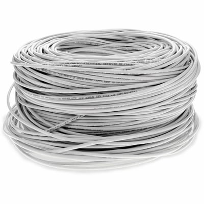 AddOn 1000ft Non-Terminated White CAT 6 Shielded PVC Bulk Cable