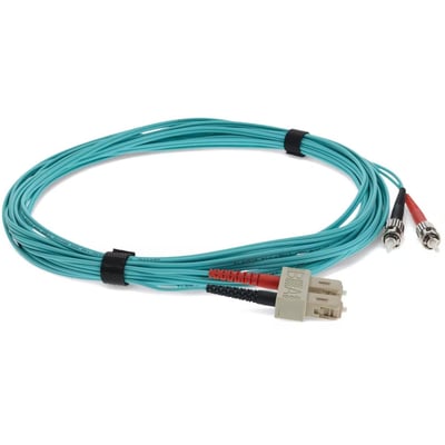 AddOn 3m ST to SC Aqua OM4 Duplex OFNR (Riser-Rated) TAA Fiber Patch Cable