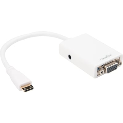 Rocstor Premium 6in Mini HDMI to VGA Adapter Converter for Digital Still Camera / Video Camera - 1920x1080 - HDMI/VGA for Video Device, Projector, Monitor, Tablet PC, Camera - 15cm - 1 Pack - 1 x HDMI Mini Type C Digital Audio/Vid