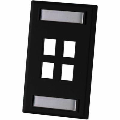 Ortronics Single Gang Keystone Faceplate, 4 Port, Fog White