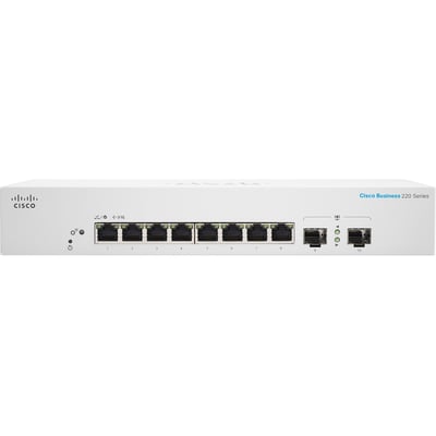 CBS220 SMART 8-PORT GE, FULL POE, EXT PS, 2X1G SFP