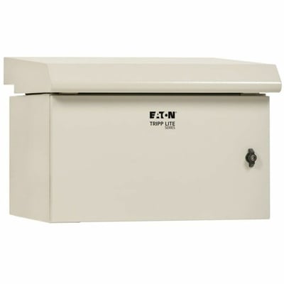 Tripp Lite by Eaton SmartRack Industrial Enclosure with Lock - NEMA 3R, Wall Mount, Metal Construction, Hinged Back, Internal Fans, 28 in. Depth, 9U, Gray