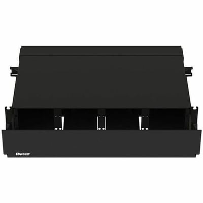 Panduit Opticom Rack Mount Enclosure, Black, 2 RU, 8 FAP/Cassette Slots
