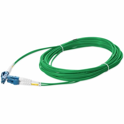 AddOn 15m LC to LC Green OS2 Duplex OFNR (Riser-Rated) SMF Fiber Patch Cable