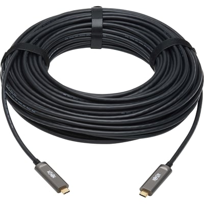 Tripp Lite by Eaton USB-C AOC Cable (M/M) - USB 3.2 Gen 2 (10 Gbps) Plenum-Rated Fiber Active Optical Cable - Data Only Black 30 m (98 ft.)