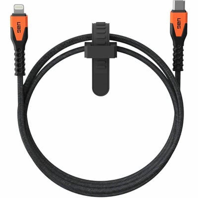 UAG 5FT CHARGING CABLE USB-C TO LIGHTNING - KEVLAR CORE- BLACK/ORANGE