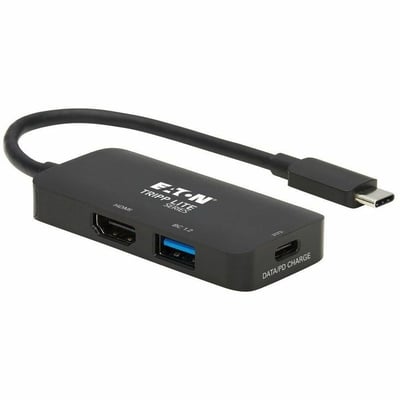 Tripp Lite by Eaton USB-C Multiport Adapter - HDMI 4K 60 Hz 4:4:4 HDR USB 3.x (5Gbps) Hub Ports 100W PD Charging Black