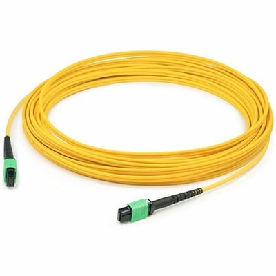 AddOn 30m MPO/APC to MPO/APC Yellow OS2 OFNR (Riser-Rated) 12-Strand SMF Fiber Patch Cable