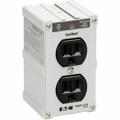 Tripp Lite by Eaton Isobar 2-Outlet Surge Protector Direct Plug-In 1410 Joules Diagnostic LEDs Metal Housing
