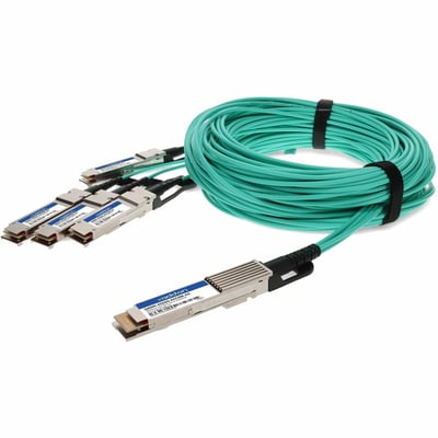 AddOn MSA and TAA Compliant 400GBase-AOC QSFP-DD to 4xQSFP56 PAM-4 Active Optical Cable (850nm, MMF, 6m) CMIS 3.0