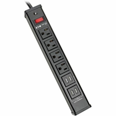 Tripp Lite by Eaton 4-Outlet Surge Protector with 4 USB Ports (4.2A Shared) - 6 ft. (1.83 m) Cord 450 Joules Metal Housing