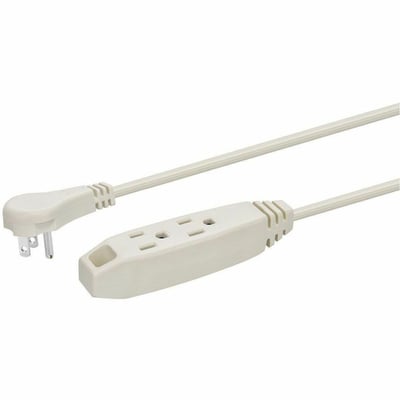 MONOPRICE 3-OUTLET FLAT PLUG HOUSEHOLD EXTENSION CORD_16AWG_13A_SPT-2_WHITE_10FT