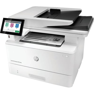 HP LaserJet M430f Laser Multifunction Printer-Monochrome-Copier/Fax/Scanner-42 ppm Mono Print-1200x1200 Print-Automatic Duplex Print-100000 Pages Monthly-350 sheets Input-Color Scanner-600 Optical Scan-Monochrome Fax-Gigabit Ether