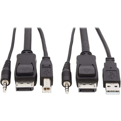 Tripp Lite by Eaton DisplayPort KVM Cable Kit 3 in 1 - 4K DisplayPort USB 3.5 mm Audio (3xM/3xM) 4:4:4 6 ft. (1.83 m) Black