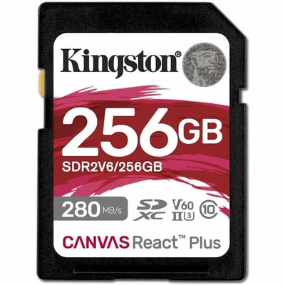 256GB CANVAS REACT PLUS SDXC UHS-II 280R/150W U3 V60 FOR FULL HD