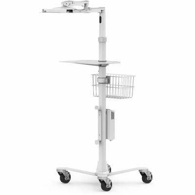 IPAD 10.2IN SPACE ENCLOSURE MEDICAL ROLLING CART EXTENDED WHITE