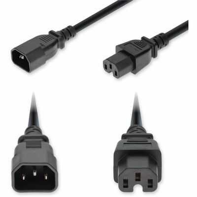 3FT C14 C15 14 AWG BLK PWR CBL SC TEMP 250V AT 15A PVC SJT