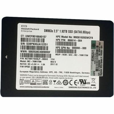 HPE Sourcing 1.92 TB Solid State Drive - 2.5" Internal - SATA - Mixed Use
