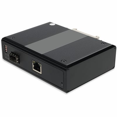 AddOn 10/100/1000Base-TX(RJ-45) to 1x Open SFP Port Managed Industrial Media Converter Switch