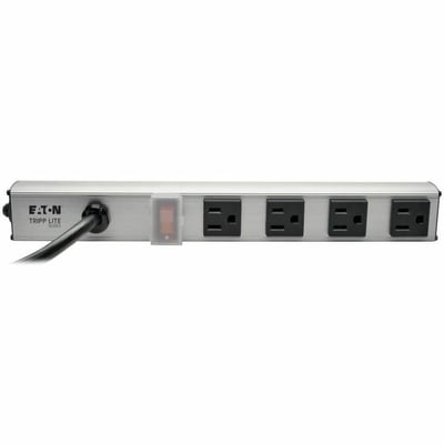 Tripp Lite by Eaton Power Strip 4-Outlet 5-15R 6ft Cord 12 Inch Length Metal 120V