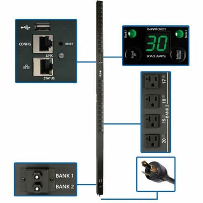 Tripp Lite by Eaton PDU 2.9kW Single-Phase Switched PDU - LX Interface 120V Outlets (24 5-15/20R) 10 ft. (3.05 m) Cord with L5-30P 0U TAA
