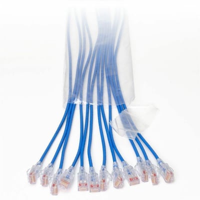 Ortronics EZ Patch Flat Pack Reduced Diameter CAT6A 9ft, 24 Pack, Blue