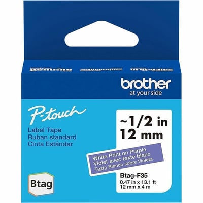 12MM 4M BTAG WHITE ON PURPLE UNLAMINATED