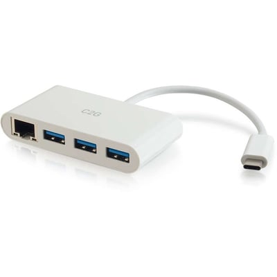 USB-C ETHERNET AND 3-PORT USB HUB WHITE