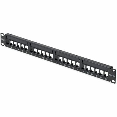 1U BLANK KEYSTONE PATCH PANEL 24 PORT/UTP/CABLE MANAGEMENT BAR