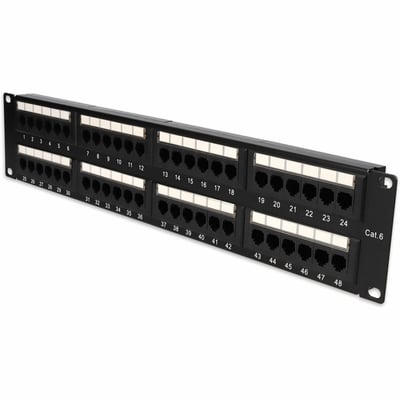 AddOn 19-inch 2U CAT6 48-Port Straight Patch Panel with High Density 110-Type