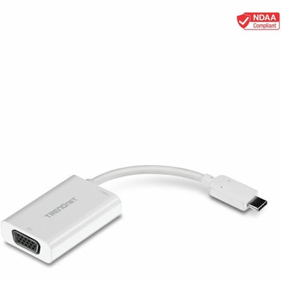 TRENDnet USB-C to VGA Adapter with Power Delivery, High Speed USB-C Connection, USB-C Power Delivery Compliant, CHROME, WINDOWS 10, MAC, TUC-VGA2