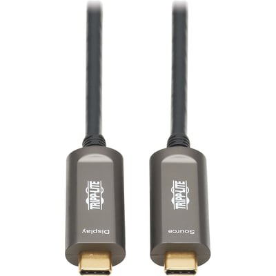 Eaton Tripp Lite Series USB-C to USB-C Plenum-Rated Fiber Active Optical Cable (AOC) - 4K 60 Hz, HDR, 4:4:4, M/M, Black, 15 m (49 ft.), Video-Only
