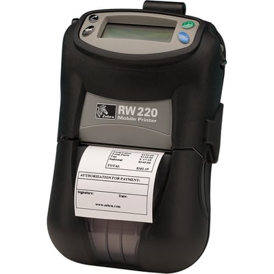 Zebra RW220 Direct Thermal Printer - Monochrome - Portable - Receipt Print - USB - Serial - Bluetooth - Battery Included