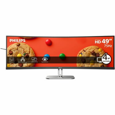 Philips 49B2U5900C 49" Class Dual Quad HD (DQHD) Curved Screen LED Monitor - 32:9 - Textured Silver