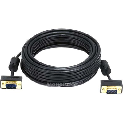 25FT ULTRA SLIM SVGA SUPER VGA 30/32AWG M/M MONITOR CABLE W/ FERRITES (GOLD PLAT